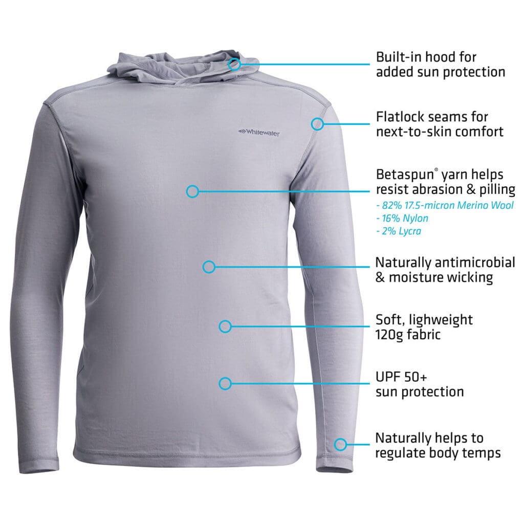 Whitewater Spindrift Merino Fishing Hoodie callout