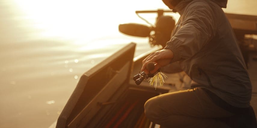 Jay Przekurat getting out his fishing pole in the morning